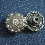 Botones de rhinestone de cobre antiguo, 17mm 20mm botones de jeans