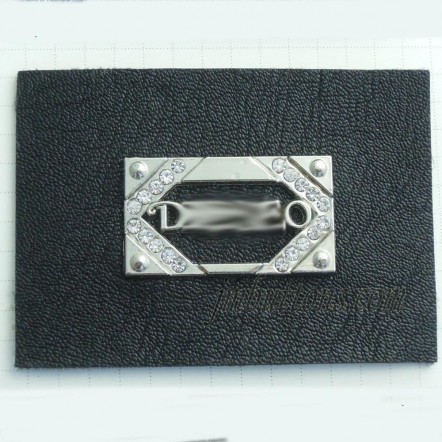 Wholesale Artificial Leather +Metal Jeans Labels Patch With Rhinestone