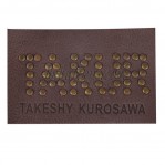 Embossed Painted Custom 3D Debossed Logo PU Leather Jeans Patches Labels with Copper Metal Studs